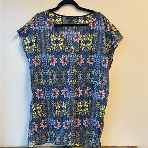 J. Crew tunic large Floral Top blouse cotton